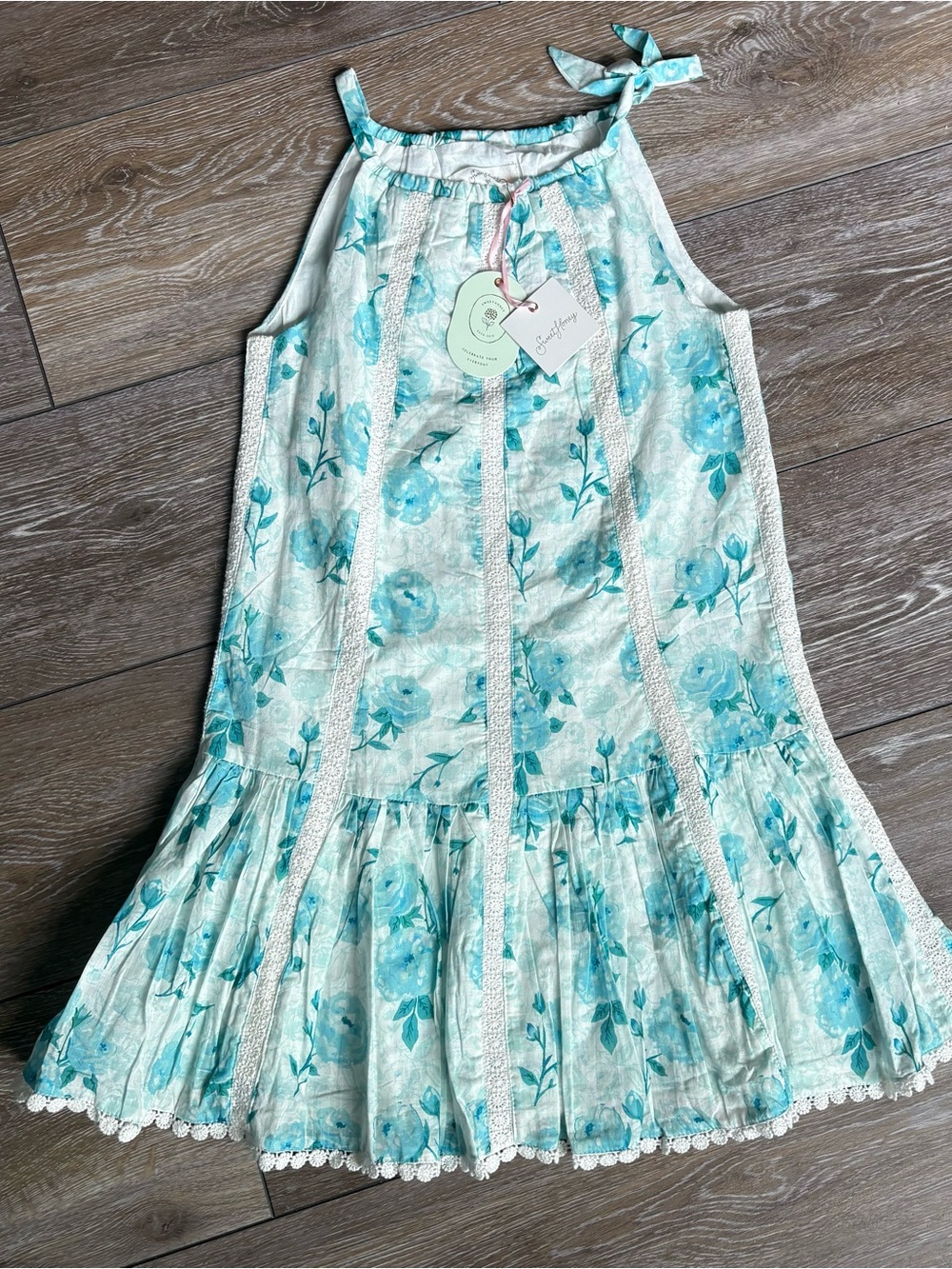 SweetHoney Teal Floral Halter Casual Dress